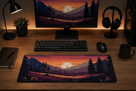 Daytona Kaymaz Taban Dikişli Mousepad Manzara Desenli Oyuncu Gaming Mouse Pad 30x70 CM