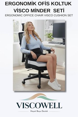 Visco Ortopedik Ergonomik Ofis Koltuk Koksiks Oturma Minderi Sırt Bel Destek Minderi Yastığı Seti