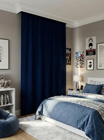 Evdepo Home Blackout Fon Perde,%100 Karartma, Isı Yalıtımlı, Pilesiz, Lacivert, Tek Kanat 60 x 270 cm