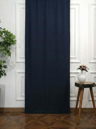 Evdepo Home Blackout Fon Perde,%100 Karartma, Isı Yalıtımlı, Pilesiz, Lacivert, Tek Kanat 60 x 270 cm