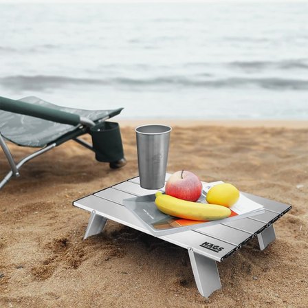 Portatif Küçük Masa Alüminyum Ultra hafif Katlanır Mini Masa - Plaj, Piknik, Kamp, Balıkçı, Outdoor Küçük Sehpa Yan Masa - Gümüş