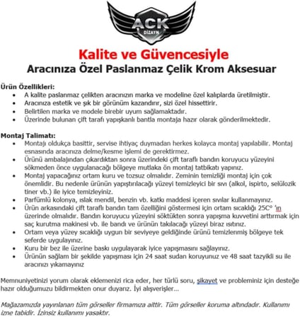 Renault Megane İle Uyumlu 4 Direksiyon Kromu 2016 Sonrası Paslanmaz Çelik