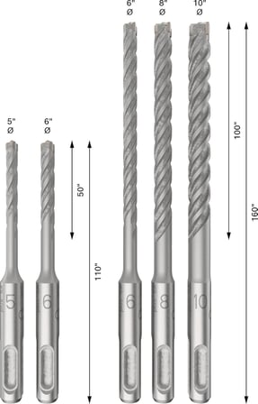 Bosch Professional Accessories Sds Plus-5 x: Set 5 Uds: 5, 6, 6, 8, 10 (5)