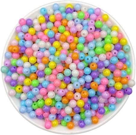Flea Market 6Mm Pastel Karışık Renkli Yuvarlak Plastik Boncuk, Takı Yapım Boncuğu (25Gr,~230 Adet)