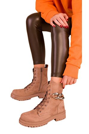 Kadın  Süet  Bot Zincir Toka Aksesuarlı