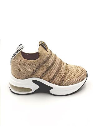 Noria Yüksek Taban Triko Taşlı Kadın Spor Ayakkabı