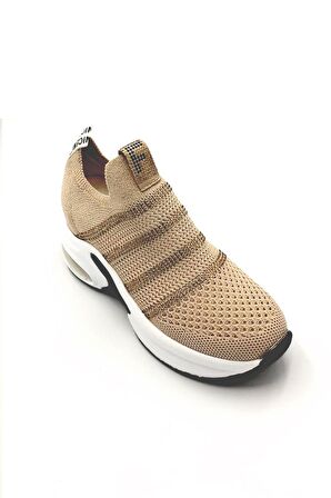 Noria Yüksek Taban Triko Taşlı Kadın Spor Ayakkabı