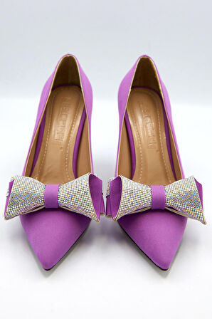 Kadın Fiyonk Detaylı Saten Stiletto