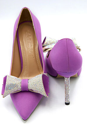 Kadın Fiyonk Detaylı Saten Stiletto