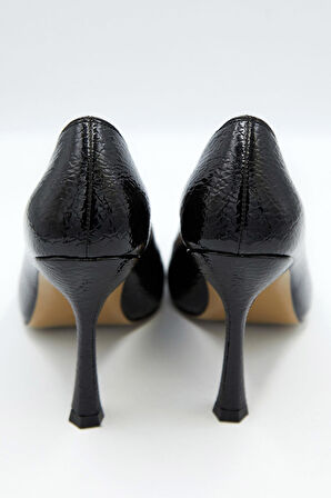 Kadın Desenli Rugan Gold Detaylı Stiletto