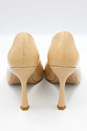 Kadın Desenli Rugan Gold Detaylı Stiletto