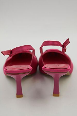 Kadın Kısa Topuklu Saten Taş Detaylı Stiletto