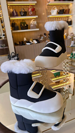 İthal Deri Kadın İçi Tüylü Kar Botu