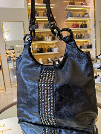 İthal Zımbalı Model Büyük Boy Halkalı Askılı Kadın Çanta