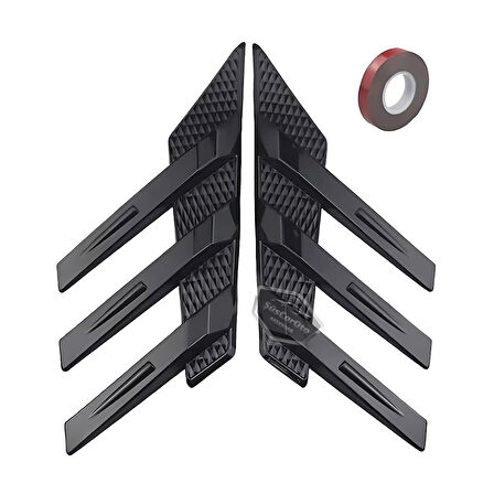 3D Sportif Üniversal Her Araca Uyumlu Arka Cam Havalandırma Venti Air Scoop İthal Dekor Ventil 2 Parça Siyah Sağ Sol Takım