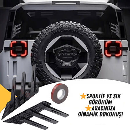 3D Sportif Üniversal Her Araca Uyumlu Arka Cam Havalandırma Venti Air Scoop İthal Dekor Ventil 2 Parça Siyah Sağ Sol Takım