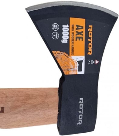 Ax 613 Ahşap Saplı Balta 1000gr Nacak Kamp Odun Kesme(39 CM SAP UZUNLUĞU)