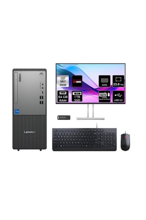 ThinkCentre Neo 50T G5 i7 13700 64GB 1TB SSD RX550/4GB FDOS Masaüstü Bilgisayar + 23.8"