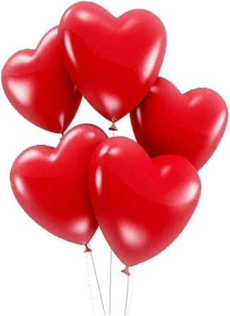 Roseroi 50 Adet Kırmızı Baskısız Kalp Balonu 30 Cm Romantik Kalpli Balon