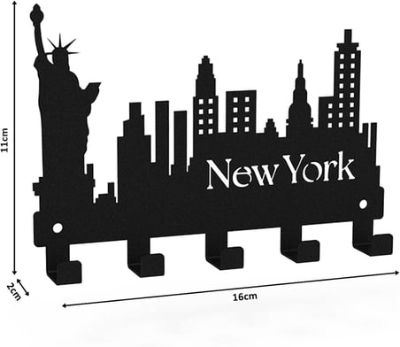 Newyork Temalı Metal Anahtarlık Askısı Siyah