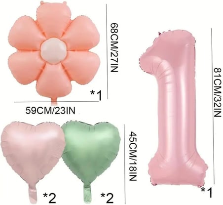 6'lı Papatya Doğum Günü Balon Seti, Pembe