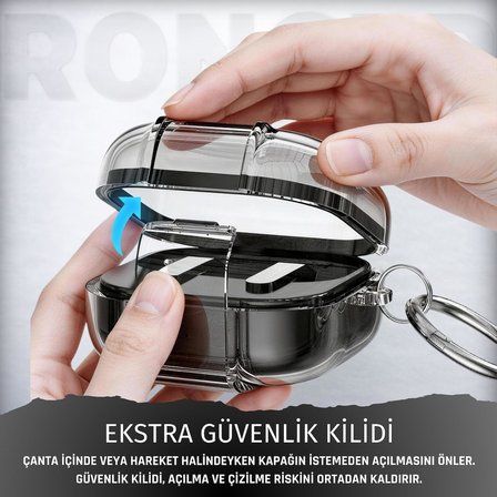 Samsung Galaxy Buds4 Pro/Buds 4 için Kılıf [Güvenlik Kilit Tasarımlı] Transparent-Lock Kulaklık Kılıfı Sararmaya Dayanıklı Taşıma Askılı TPU Koruyucu Samsung Buds 4 Pro Kılıf (Şeffaf)