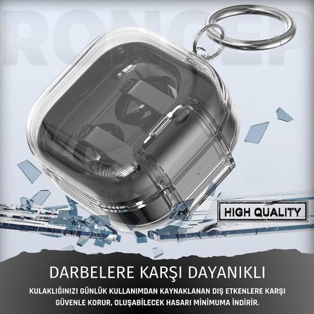 Samsung Galaxy Buds4 Pro/Buds 4 için Kılıf [Güvenlik Kilit Tasarımlı] Transparent-Lock Kulaklık Kılıfı Sararmaya Dayanıklı Taşıma Askılı TPU Koruyucu Samsung Buds 4 Pro Kılıf (Şeffaf)