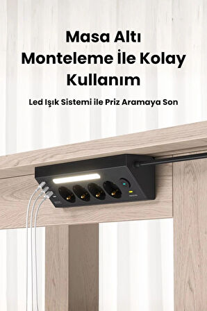 Akım korumalı priz 4'LÜ Priz 2X-usb 2X,-ype-C Çıkışlı Grup Priz Çoğaltıcı PRO-LP764