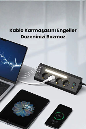 Akım korumalı priz 4'LÜ Priz 2X-usb 2X,-ype-C Çıkışlı Grup Priz Çoğaltıcı PRO-LP764