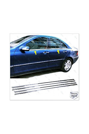 Mercedes W211 Uyumlu Krom Cam Çıtası 4 Parça 2002-2009 Arası Paslanmaz Çelik
