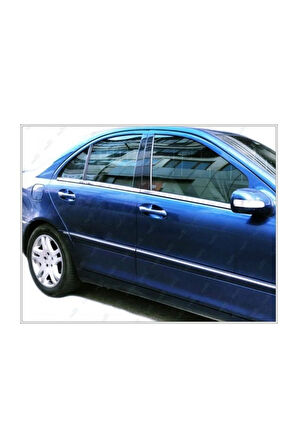 Mercedes W211 Uyumlu Krom Cam Çıtası 4 Parça 2002-2009 Arası Paslanmaz Çelik