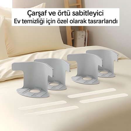 Çarşaf Tutucu Klipsi Aparat Seti (4’lü) – Çarşaf Kilitleyici, Yatak Çarşafı Sabitleyici, Dayanıklı Plastik Çarşaf Tutucu, Kolay Kurulum, Tüm Yatak Boyutlarına Uyumlu