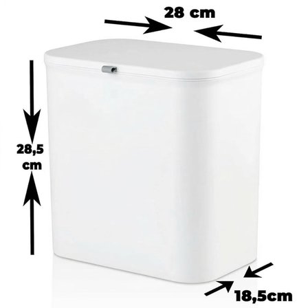 Dolap Kapağına Asılabilir 15 Litre Çöp Kovası, Duvara Yapıştırılabilir Çift Tarafa Açılabilir Mutfak Çöp Kutusu, Banyo Çöp Kovası, Kapaklı Asma Çöp Kovası Organizer (Beyaz)