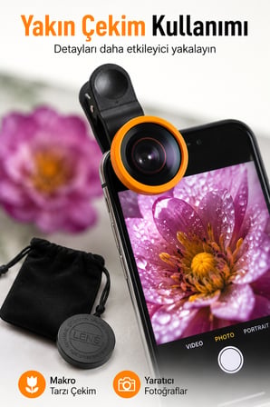 Balık Gözü Telefon Lensi Fish Eye Geniş Açılı Makro Klipsli Selfie Kamera Lensi Apple Android Uyumlu
