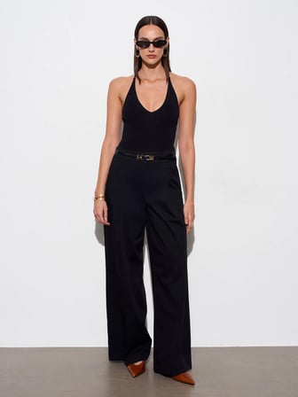 Halter Yaka Bodysuit-Koyu Siyah
