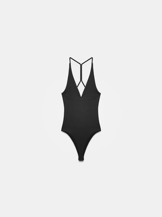 Halter Yaka Bodysuit-Koyu Siyah
