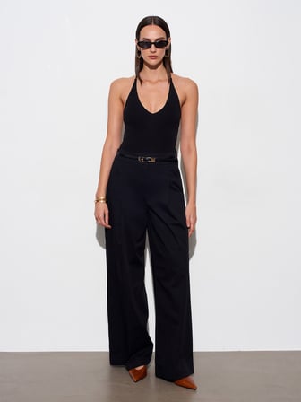 Halter Yaka Bodysuit-Siyah