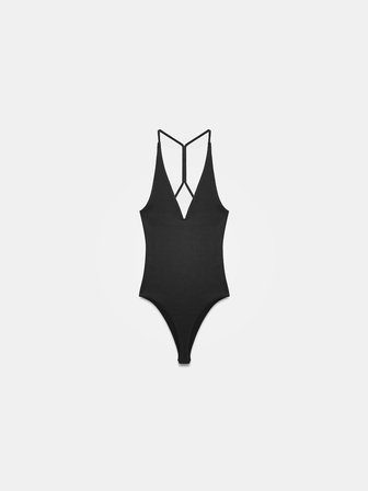 Halter Yaka Bodysuit-Siyah