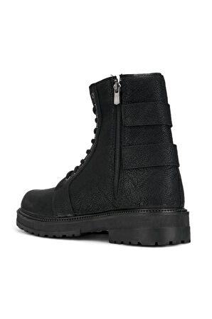 Günlük Erkek Bot Metal Toka Detaylı Bağcıklı Fermuarlı Oval Burun Kalın Kaymaz Taban Bootie 2118