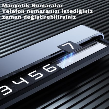 Premıum Gizlenebilir İki Numaralı Alüminyum Araç Park Numaratörü Araç Geçici Park Numaratörü Gri Koyu