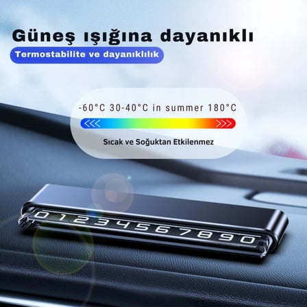 Premıum Gizlenebilir İki Numaralı Alüminyum Araç Park Numaratörü Araç Geçici Park Numaratörü Gri Koyu