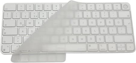 Magic Keyboard 3 ile Uyumlu Klavye Koruyucu A2449 A2450 A3118 A3203, Touch ID uyumlu, Silikon 0.3 mm Ultra İnce, Yıkanabilir, Toz-Sıvı Koruma, Sessiz Yazım Şeffaf
