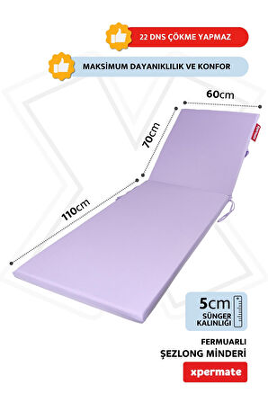 XPERMATE Fermuarlı Şezlong Minderi Su Geçirmez Kumaş Katlanır Şezlong Minderi Katlanabilir Plaj Minderi 60x180x5 Lila