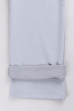 Geniş Kesim İçi Polarlı Rahat Kız Çocuk Eşofman Altı Gri