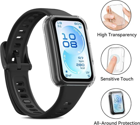 [Soft-Case] Huawei Band 11 ile Uyumlu 360° Kasa Koruyucu Yumuşak TPU Kılıf Dokunmayı ve Netliği Etkilemeyen Band11 Ekran Koruma Çizilmeye Karşı Huawei Band 11 Ekran Koruyuculu Kılıf (Şeffaf)