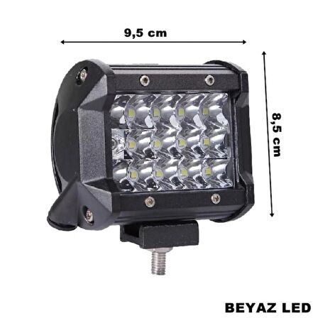 Off Road Led Lamba Delici Yayıcı Beyaz Kare Sis Farı Projektör 45W 12 Led Metal Arazi Çalışma Lambası 1 Adet