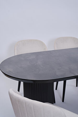 Bohem Göksu Lak Panel Yemek Masa Sandalye Takımı 90x170