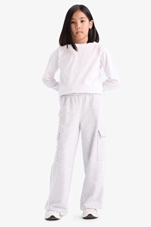 DeFacto Kız Çocuk Wide Leg Beli Lastikli Geniş Bol Paça Eşofman Altı D9251A825SPGR421