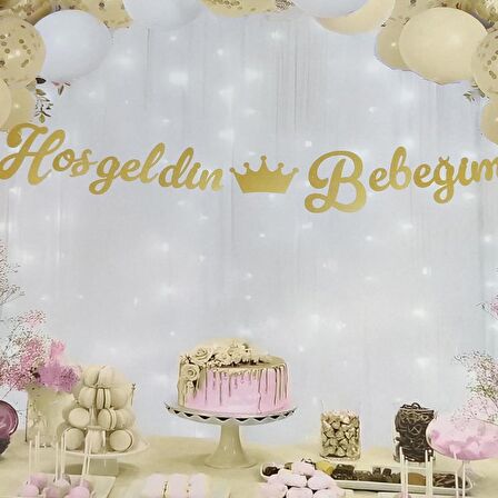 Hoşgeldin Bebeğim Kaligrafi Banner - Gold
