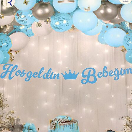Hoşgeldin Bebeğim Kaligrafi Banner - Mavi